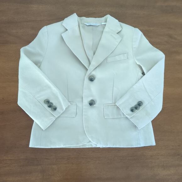 Janie and Jack Spcl Ocat Boys Linen Cotton Blazer Color light khaki boys size 3 - Picture 2 of 7